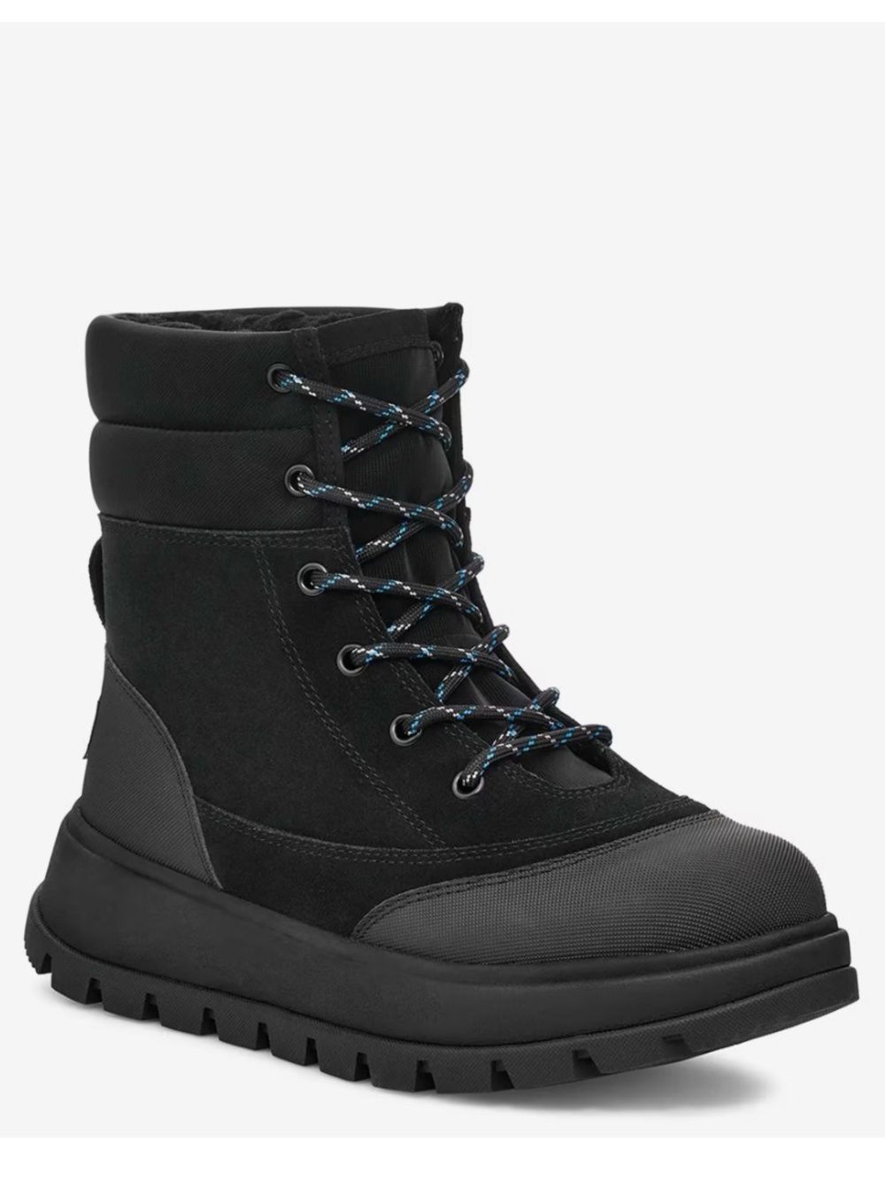 Koolaburra Deza Black Lace-Up Quilted Ankle Boot